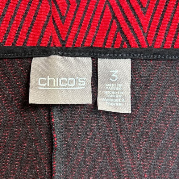 Chico's Womens Red & Black Herringbone Sweater Top Size 3 Boat Neck Relaxed Fit - Picture 3 of 8